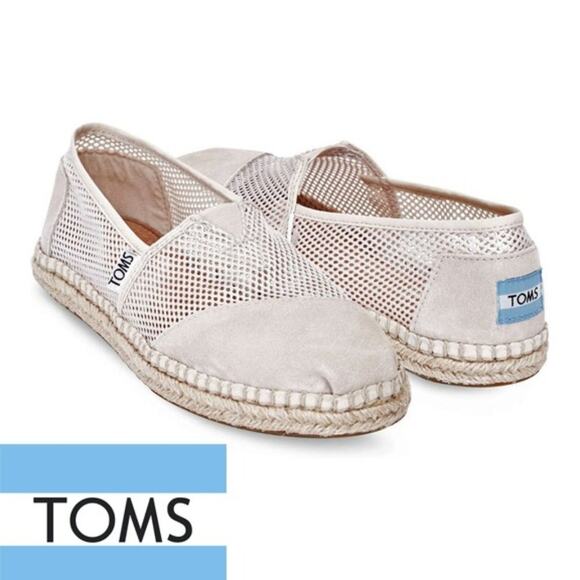 Toms Slip-On Shoes Women 12 Alpargata Espadrille Mesh Suede Comfort Cream - Picture 13 of 13